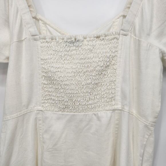 Madewell White Linen Cotton Short Puff Sleeve Button Down Mini Dress Women's 2 - Picture 11 of 12
